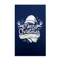 Blue Christmas card with silver laser foil Merry Christmas lettering and festive motifs - Christmas Hat