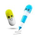 Mini bolígrafos creativos de cápsula con caras lindas y un diseño retráctil - Bolígrafo Píldora de Dibujos Animados / Punta de Bala 0.7mm / Azul