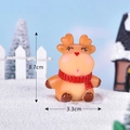 Miniature Christmas reindeer figurine with red scarf, resin decor, size 3.7x3.3cm - No. 14 Sitting Fawn / Christmas Animal Series