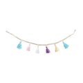 Bohemian woven cotton wall hanging with colorful tassels and wooden beads - Multi-Colored (Blue Yellow Purple White Pink)