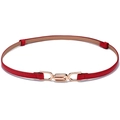 Eleganter schmaler roter Ledergürtel mit Gold-Schnalle für Kleider und Pullover - Rot