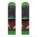 Novelty gray and green cotton socks with Bring Me Ice Tea text on the soles - EU 41-46 / Grey/Green/Ice Tea Letter