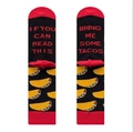 Funny black and red cotton socks with taco pattern and bring me tacos text - EU 41-46 / Black/Red/Tacos Letter