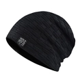 Black knit beanie for winter made of warm chenille fabric with a wolf logo label - Adjustable / Black (Roaring Bear Patch)