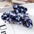 Detailed view of hair claw clip with dark blue marble texture and acetate material finish - S139-11 Deep Blue Gradient