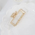 Elegante pinza para el pelo rectangular de metal dorado con perlas sobre encaje - 61# Pinza de pelo cuadrada de metal mediana / Mediano