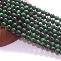 Polished dark green tiger eye round beads for DIY jewelry making and bracelets - Green Tiger Eye
