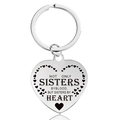 Polished heart keychain with engraved quote Not Only Sisters By Blood But Sisters By Heart - Sisters By Heart Style (X00008) / Silver