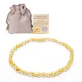 Collana di ambra naturale del Baltico per neonati con sacchetto di lino e certificato - Ambra Dorata
