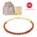 Natural Baltic amber bead necklace for babies with authenticity certificate and pouch - Rainbow