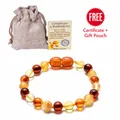 Multicolor natural Baltic amber beaded baby bracelet with authentic linen pouch and certificate - Multicolor Amber