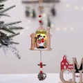 Lighted wooden house ornament with snowman and LED for Christmas tree decor - House Snowman