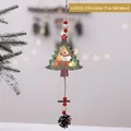Lighted wooden Christmas tree pendant with reindeer design and a natural pinecone detail - Xmas Tree Reindeer