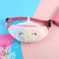 Rainbow plush unicorn waist bag for kids with adjustable strap and eyelash embroidery - Pink Multi
