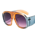 Oversized sunglasses with orange to blue gradient frames and purple tinted lenses - Orange Blue Frame Gray Pink Lenses