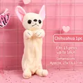 Astuccio in peluche a forma di Chihuahua color crema e rosa, grande capacità per scuola - Chihuahua