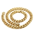 Mens gold Cuban link chain necklace and bracelet set with engraved floral clasps - Gold Set
