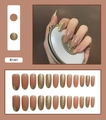 Detailliertes Set aus sanft rosa und goldfarbenen künstlichen Nägeln in Ovalform - Nude Pink Gold Glitzer French Stil (R141)