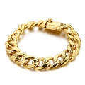 Pulsera cubana de acero inoxidable dorado pulido con cierre de caja seguro - Pulsera de Oro