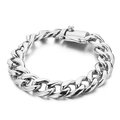 Pulsera de cadena cubana para hombre en acero inoxidable plateado con cierre seguro - Pulsera de Plata