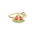 Gold watermelon ear cuff with red pear-cut and green round cubic zirconia crystals - Watermelon Style (EH00019)