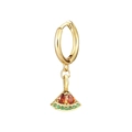 Orecchini a forma di anguria dorata con zirconi cubici rossi e verdi - Stile Anguria (Venduto singolarmente) (EH00073)