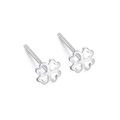 Minimalist S925 sterling silver four-leaf clover stud earrings with high-polish finish - Hollow Clover Studs
