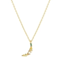 Collier élégant doré avec pendentif croissant orné de zircons jaunes et verts - Style Banane (XL00055)