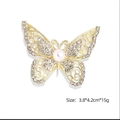 Golden butterfly brooch with sparkling zircons and a white pearl, size 3.8x4.2cm - Gold Hollow Rhinestone Butterfly (YNCP5608)