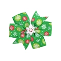 Nœud papillon de Noël vert avec flocons blancs et pois rouges pour cheveux d'enfants - Style Flocon de Neige Vert