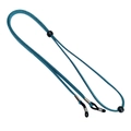 Detalle del cordón ajustable de gamuza azul para gafas con trabillas de silicona - Cian