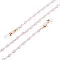 Golden eyewear chain featuring pink rice pearls and silicone anti-slip loops - Gold