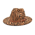 Cappello fedora retrò con stampa tigre, cinturino in pelle e fibbia dorata - M(56-58cm) / Cachi