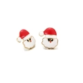 Detailed view of creative Santa Claus earrings with red drip oil finish and gold edges - 32. Santa Claus Head And Earrings With Gold