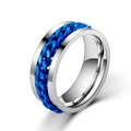 Stylish rotatable titanium steel spinner ring featuring a vibrant blue Cuban chain inlay - US 6 / Blue