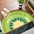 Semi-circular kiwi fruit slice bath mat with anti-slip green microfiber surface - Kiwi