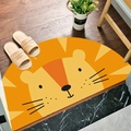 Semi-circular door mat featuring a cute orange cartoon lion pattern for indoor use - Lion