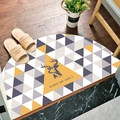 Half-round anti-slip mat with yellow geometric deer design and ENJOY MY LIFE text - Nordic INS Deer