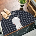 Semicircle door mat with black and white grid, cartoon giraffe and Hello text - Giraffe