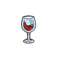 Cartoon red wine glass enamel pin with blue frame and drop oil finish badge - Wine Glass (XZ1602)