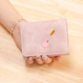 Short pink flip wallet with carrot embroidery and 3D rabbit decor for students - Short Style / Pink