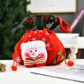 Festive red velvet Christmas gift bag with 3D snowman doll and green snowflake top - P2-8 Green Top Snowflake Snowman