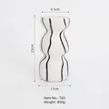 Modern ceramic vase with black hand-painted wavy stripes 23cm high for home decor - Wavy Gourd Shape T83