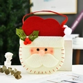 Handmade Santa Claus felt gift bag with 3D details and red handle for Christmas treats - P2-1 Santa Claus Q-Version Handbag