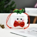 Christmas snowman plush drawstring gift bag with red bow and green sequin top closure - P1-14 Shiny Fabric Apple Bag Snowman (15*16cm)