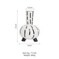 Modern white ceramic vase with black vertical stripes, 21cm height tripod design - Three-legged Round Bottom T114S