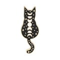 Black enamel cat pin with golden moon phase patterns and mystical starry details - Moon Phase Cat (C1762)