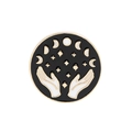 Black and gold lunar phase pin featuring mystical hands and moon cycles - Hands Holding Moon Phase (C1773)