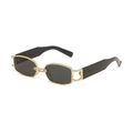 Retro small frame sunglasses with gold chain bridge and dark rectangular lenses - Gold Frame Black Grey