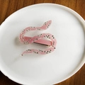 Rosa Schlangen-Haarspange aus Acetat mit glitzernden Strasssteinen und Metallclip - Rosa Federclip